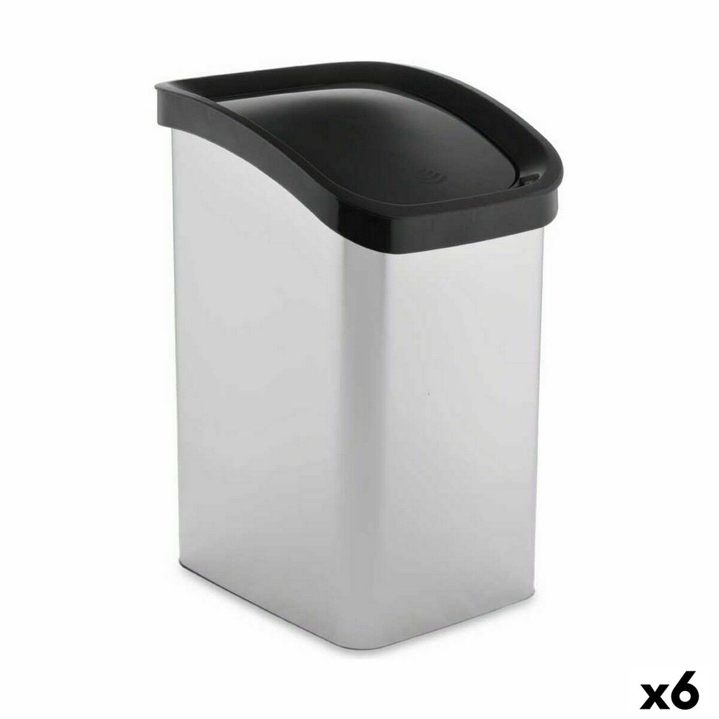 Papelera Berilo D093-1 Plateado Plástico 23 L Basculante (6 Unidades)