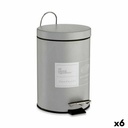 Papelera con Pedal Berilo Beauty Products Blanco Gris Acero Plástico 3 L (6 Unidades)