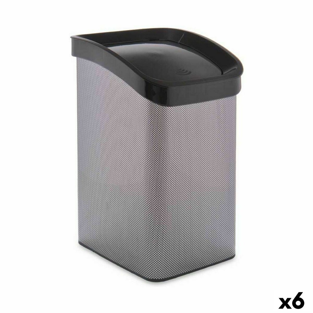 Papelera Berilo D085-2 Gris oscuro Plástico 12 L Basculante (6 Unidades)