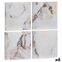 Canvas Gift Decor PC342106 Canvas 35 x 7 x 35 cm Marble White (4 Pieces)