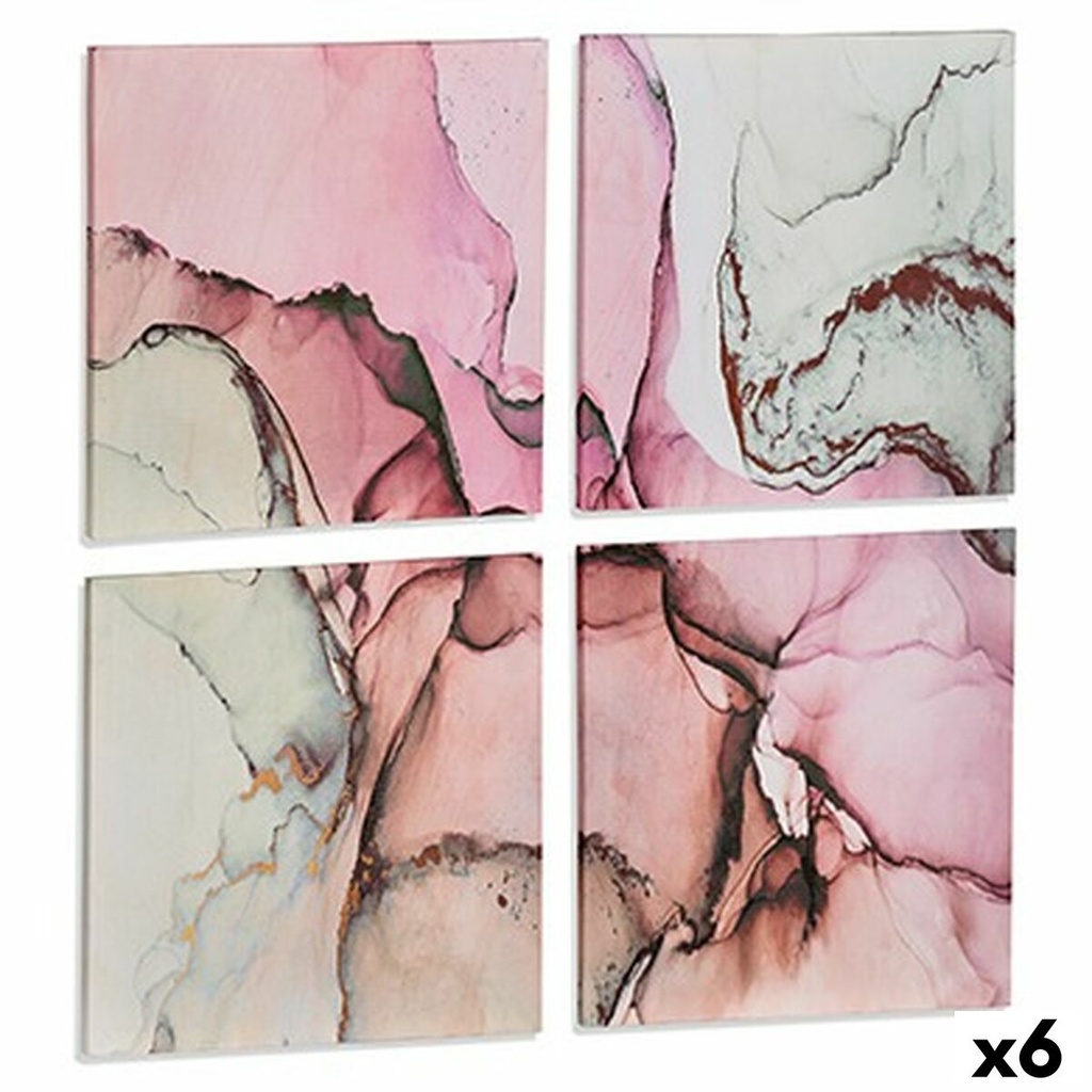Canvas Gift Decor PC342107 Canvas 35 x 7 x 35 cm Pink Marble (4 Pieces)