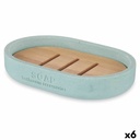 Jabonera Berilo B5456BC-4 - 457 Azul Resina Bambú 12,5 x 2,5 x 8,5 cm (6 Unidades)