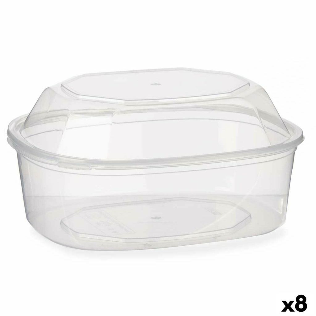 Rectangular Lunchbox with Lid Leknes BS1500ROIOV Transparent polypropylene 1,5 L 18 x 10,5 x 21,5 cm (8 Units)