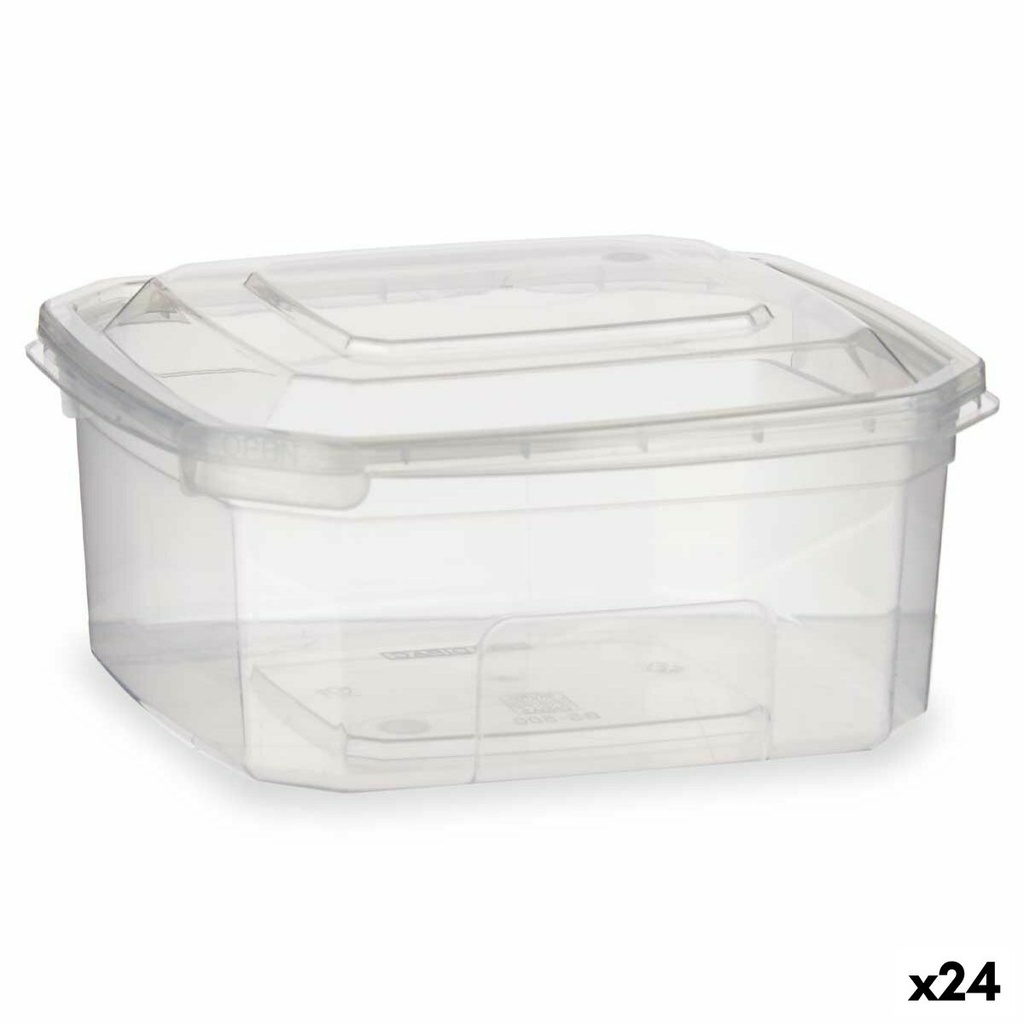 Fiambrera Rectangular con Tapa Leknes BS500ROI Transparente Polipropileno 500 ml 12,3 x 6 x 13 cm (24 Unidades)