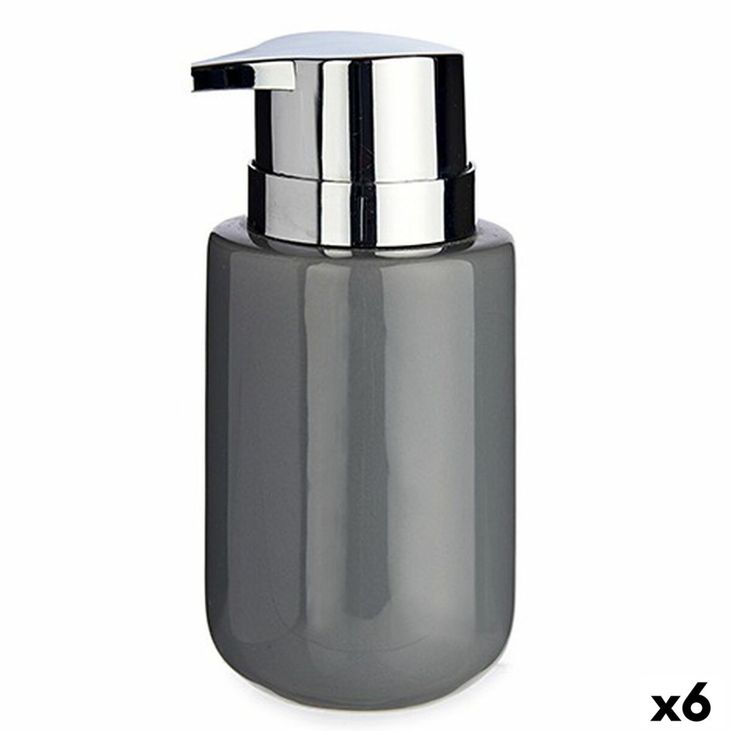 Soap Dispenser Berilo J1017-A-GRIS Grey Silver Metal Ceramic 350 ml 7 x 14,5 x 8,5 cm (6 Units)