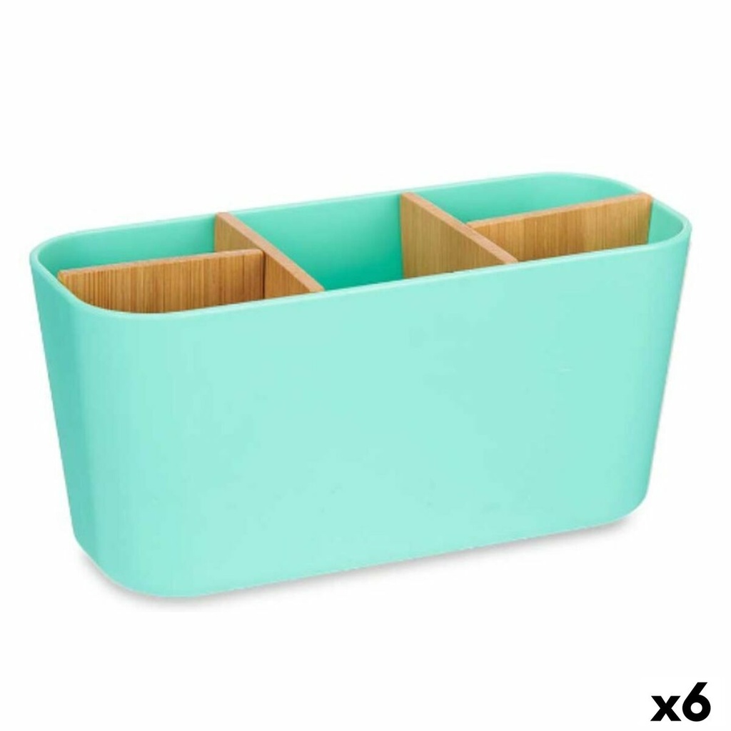 Portacepillos de Dientes Berilo B9045-GREEN Verde Bambú Polipropileno 21 x 10 x 9 cm (6 Unidades)