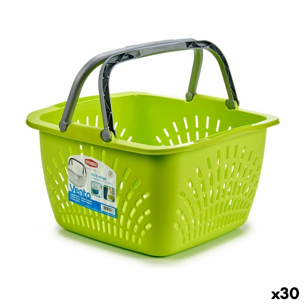 Laundry Basket Stefanplast PR163P Brown Plastic 18 L 39 x 21,5 x 39 cm With handles (30 Units)