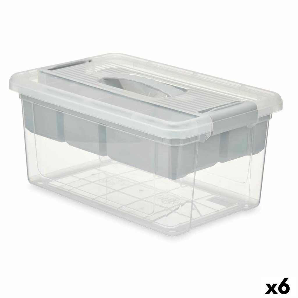 Multi-use Box Kipit 02 1311 Grey Transparent Plastic 9 L 35,5 x 17 x 23,5 cm (6 Units)