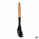 Cuchara para Servir Pasta Kinvara KT190072-6 PBT Negro Natural Madera 6 x 33,5 x 6 cm (12 Unidades)