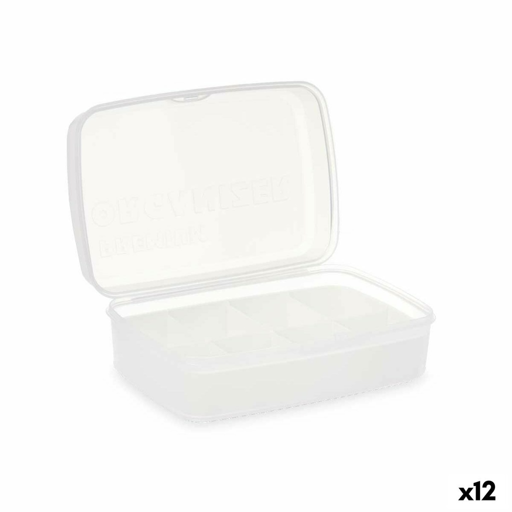 Caja con compartimentos Kinvara 02 1192 Blanco Transparente Plástico 21,5 x 8,5 x 15 cm (12 Unidades)