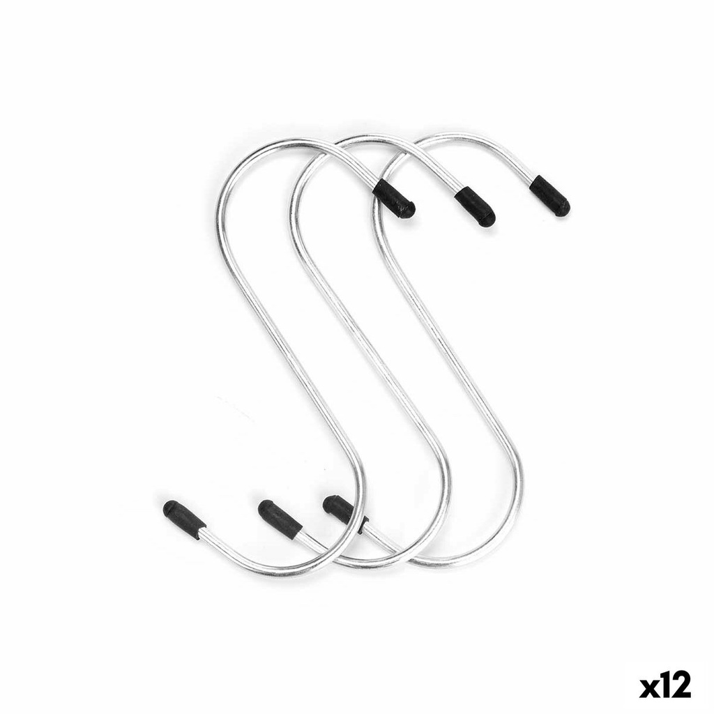Hook for hanging up Kinvara 373 Silver Metal 12 cm Set (12 Units)
