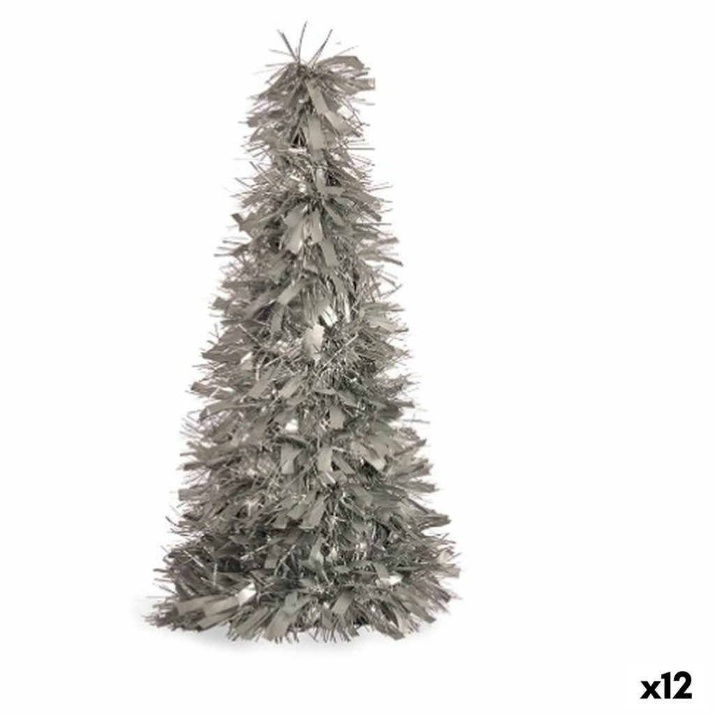 Christmas Tree Krist+ 19CH488/MATTE Silver polypropylene PET Christmas Tree 27 x 45,5 x 27 cm Tinsel (12 Units)