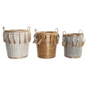 Basket set DKD Home Decor Multicolour Bamboo (3 Pieces)
