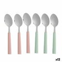 Set de cucharas de postre Kinvara CN-KT166096-1T Verde Rosa Plateado Acero Inoxidable Plástico 15,7 cm Postre (12 Unidades)
