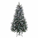 Árbol de Navidad Blanco Rojo Verde PVC Metal Polietileno Nevado 210 cm