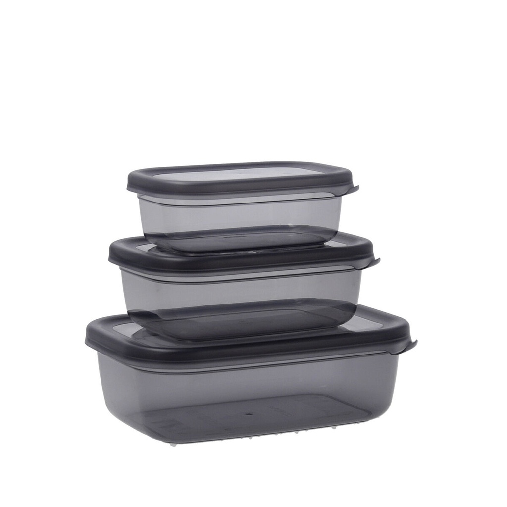Set de Fiambreras Quid City Gris Plástico Rectangular 3 Piezas