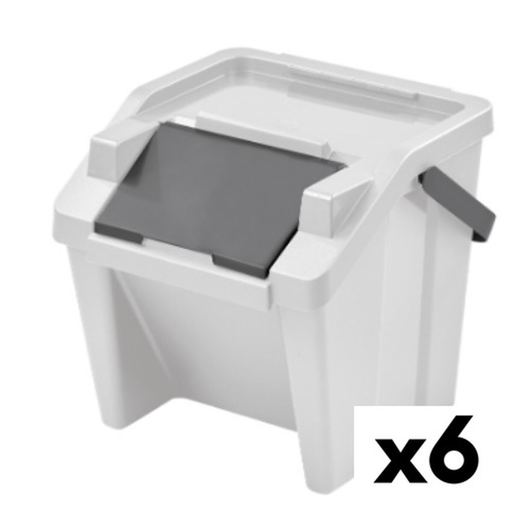Cubo de Basura para Reciclaje Tontarelli Moda Blanco Apilable 28 L (6 Unidades)