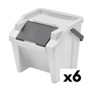 Cubo de Basura para Reciclaje Tontarelli Moda Blanco Apilable 28 L (6 Unidades)