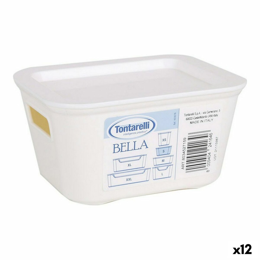 Caja de Almacenaje con Tapa Bella Blanco 13,9 x 11,4 x 7,2 cm (12 Unidades)