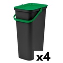 Cubo de Basura para Reciclaje Tontarelli Moda Verde 38 L (4 Unidades)