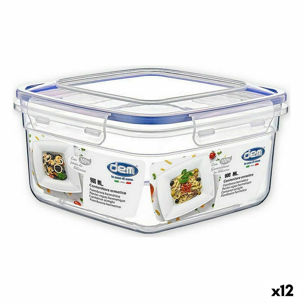 Fiambrera Hermética Dem 900 ml 15 x 15 x 8 cm (12 Unidades)