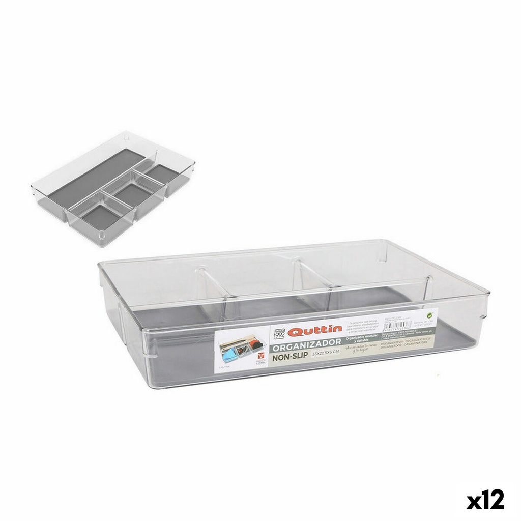 Drawer Organizer Quttin Non-Slip 33 x 22,5 x 6 cm (12 Units)