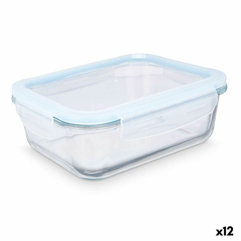 Fiambrera Vivalto 90549 Transparente Silicona Vidrio de Borosilicato 1 L 22 x 7 x 16,5 cm (12 Unidades)