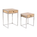 Juego de 2 mesas Home ESPRIT Marrón Plateado Natural Acero Madera de mango 45,5 x 41 x 66,5 cm
