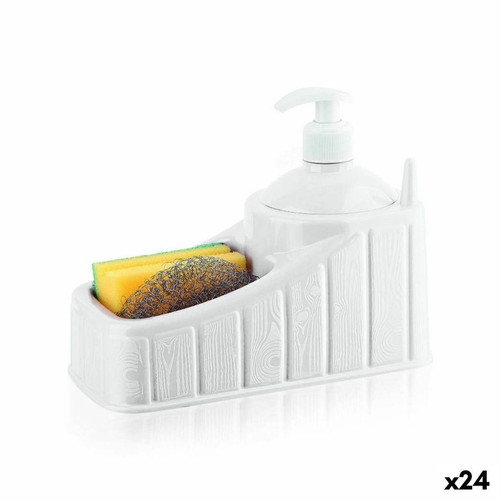 2-in-1 Soap Dispenser for the Kitchen Sink Privilege Plastic 20 x 17 x 10 cm White (24 Units)