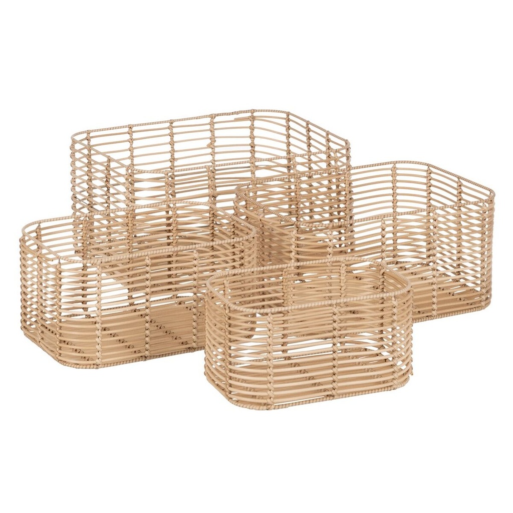 Juego de Cestos Natural Resina 46 x 35 x 23 cm (4 Unidades)