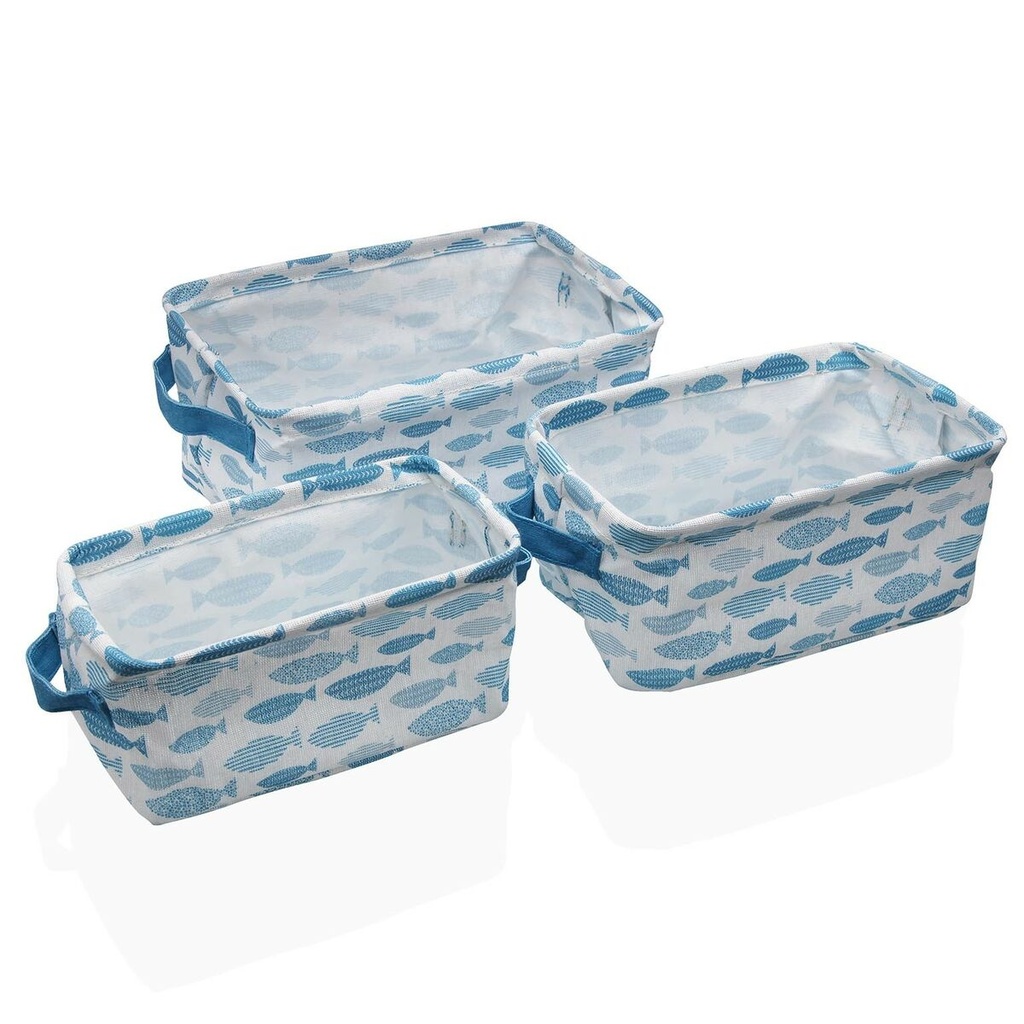 Juego de Cestas Versa Aqua 18 x 14 x 28 cm 28 x 18 x 14 cm Peces