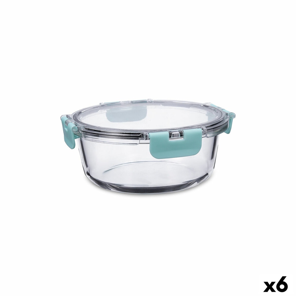Fiambrera Hermética Quid Purity Redonda 970 ml Transparente Vidrio (6 Unidades)