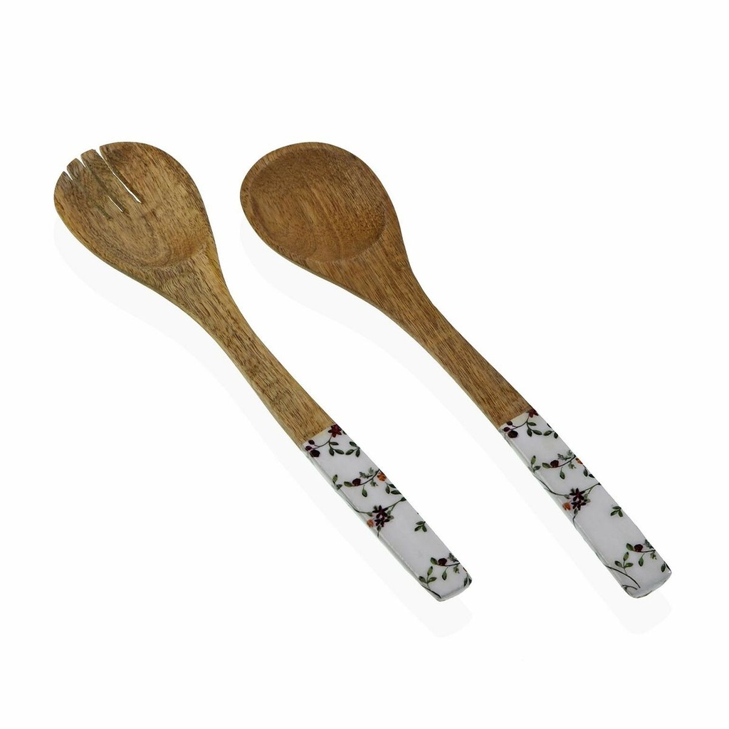 Set de Utensilios para Cocina Versa Bambú Porcelana Madera de mango 6 x 1 x 30 cm Flores Campo