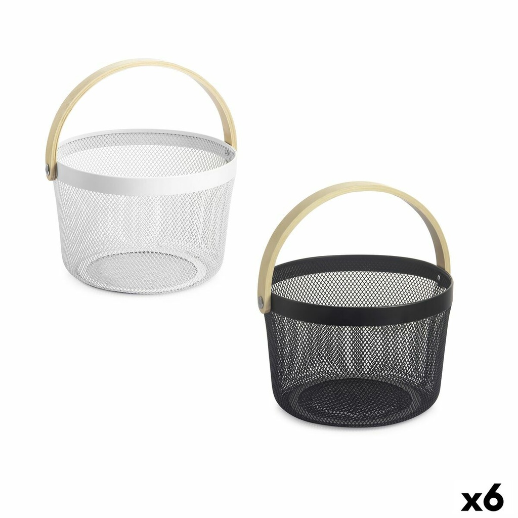 Multi-purpose basket Confortime Wood Metal 25,5 x 17,5 cm (6 Units)