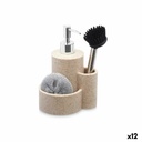 Dispensador de Jabón 2 en 1 para Fregadero Kinvara 92295 Plástico Poliresina 14 x 18,5 x 12 cm Cocina (12 Unidades)