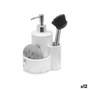 Dispensador de Jabón 2 en 1 para Fregadero Kinvara B5614 Plástico Poliresina 14 x 18,5 x 12 cm Cocina (12 Unidades)