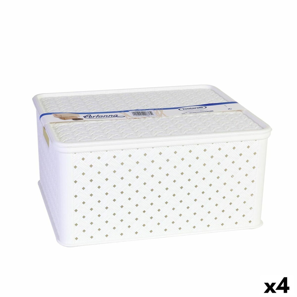 Caja de Almacenaje con Tapa Tontarelli Arianna Blanco 13 L 33 x 29 x 16 cm (4 Unidades)