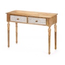 Hall Table with 2 Drawers Gift Decor 35 White Brown 98 x 77 x 42 cm Stripes