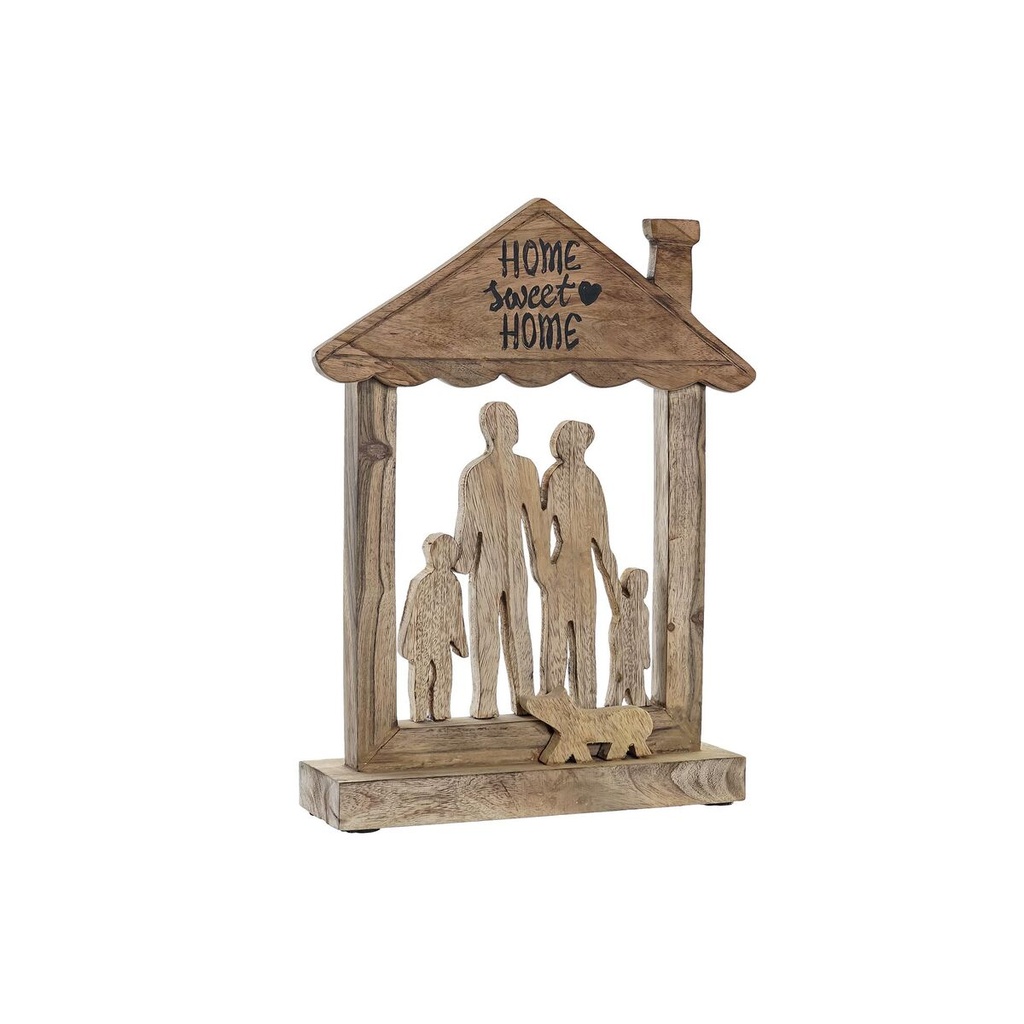 Figura Decorativa DKD Home Decor Marrón Madera de mango Moderno Familia (30 x 8 x 39 cm)