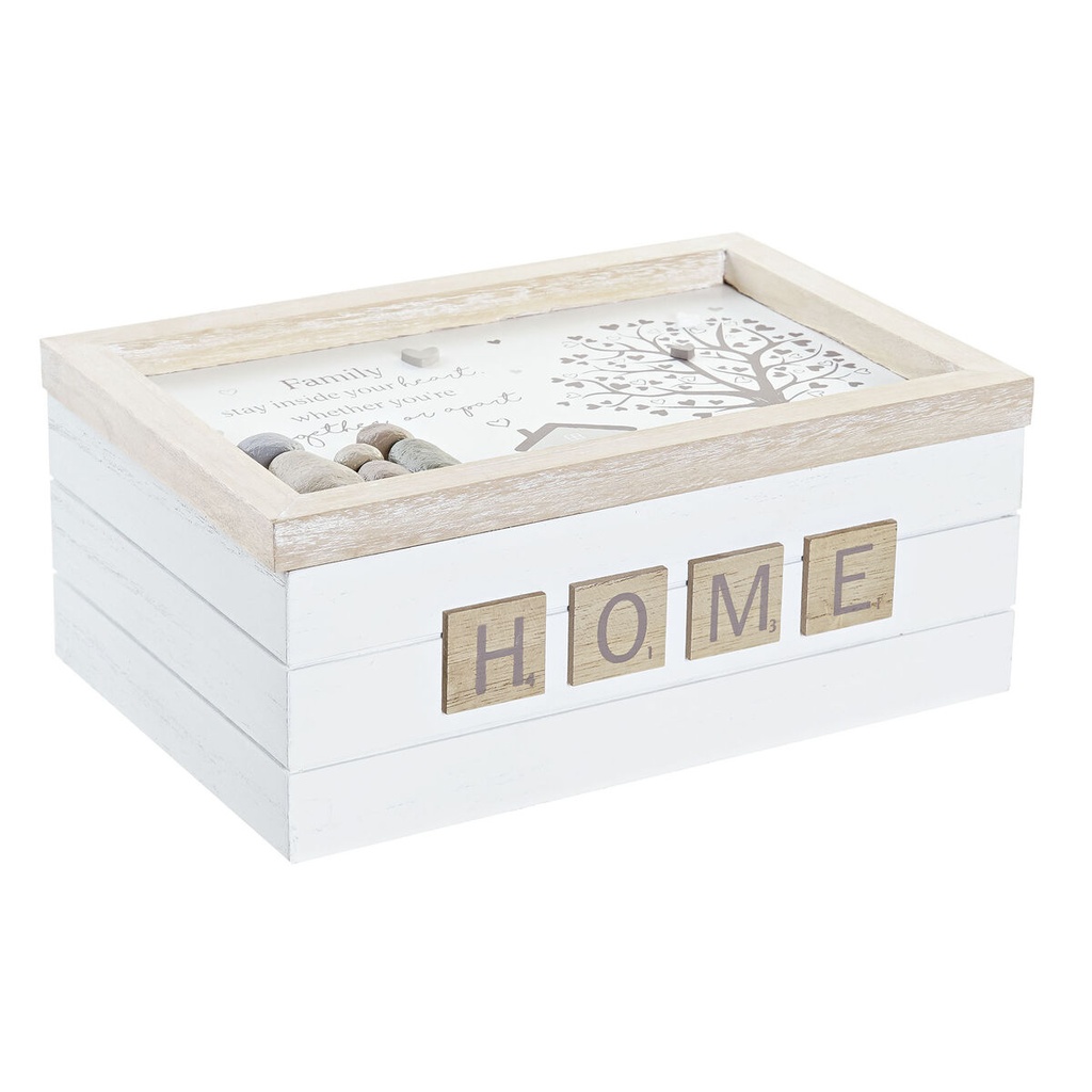 Caja Decorativa DKD Home Decor Blanco Natural Madera MDF