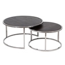 Set of 2 tables Brown Silver 75 x 75 x 41 cm (2 Units)