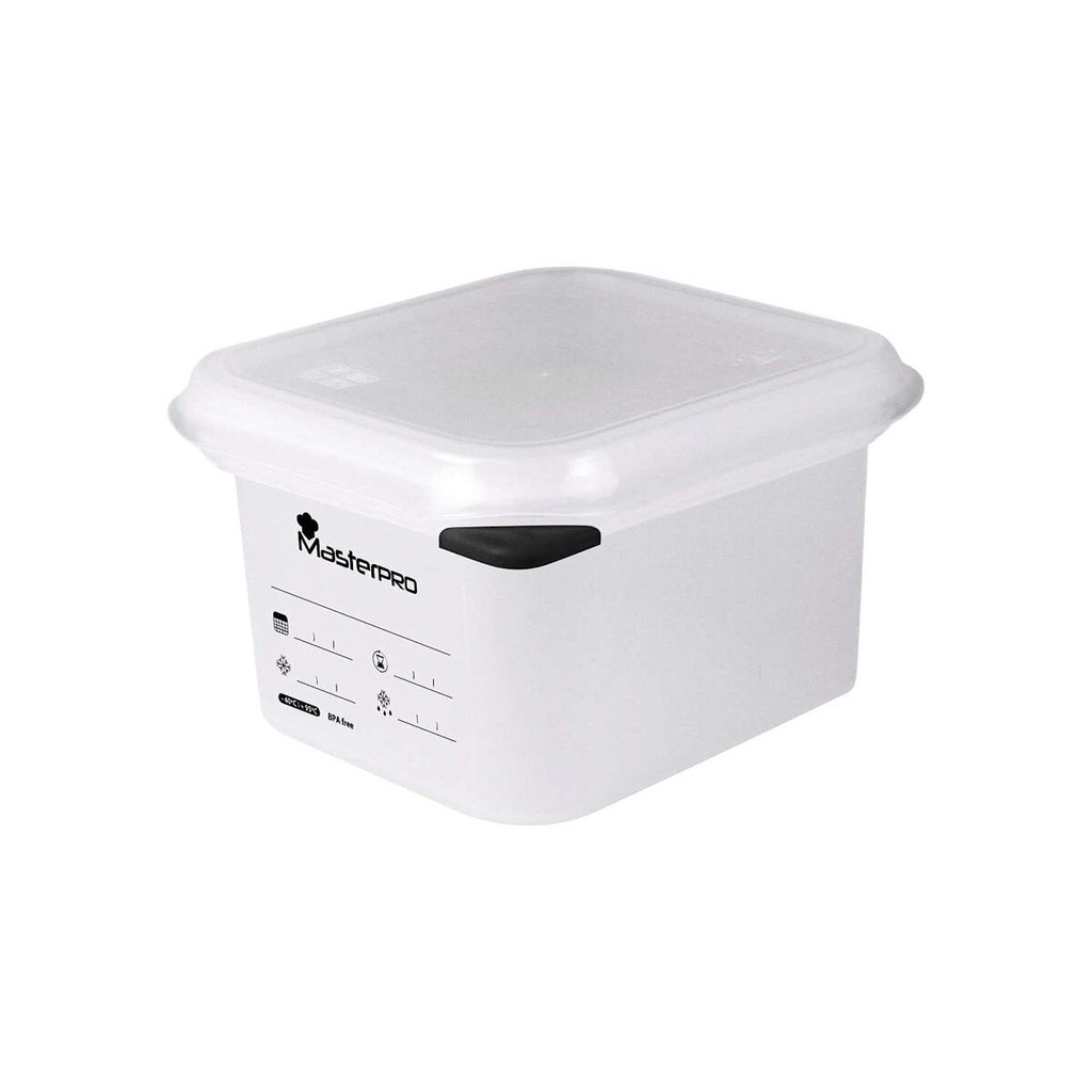 Hermetic Lunch Box Masterpro Foodies polypropylene Squared 1 L 17,6 x 10,8 x 10 cm White Transparent