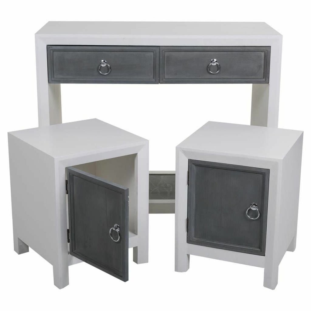 Recibidor Alexandra House Living Blanco Gris 40 x 76 x 90 cm 3 Piezas