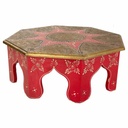 Mesa de Centro Alexandra House Living Blanco Rojo Latón Madera MDF 40 x 15 x 40 cm