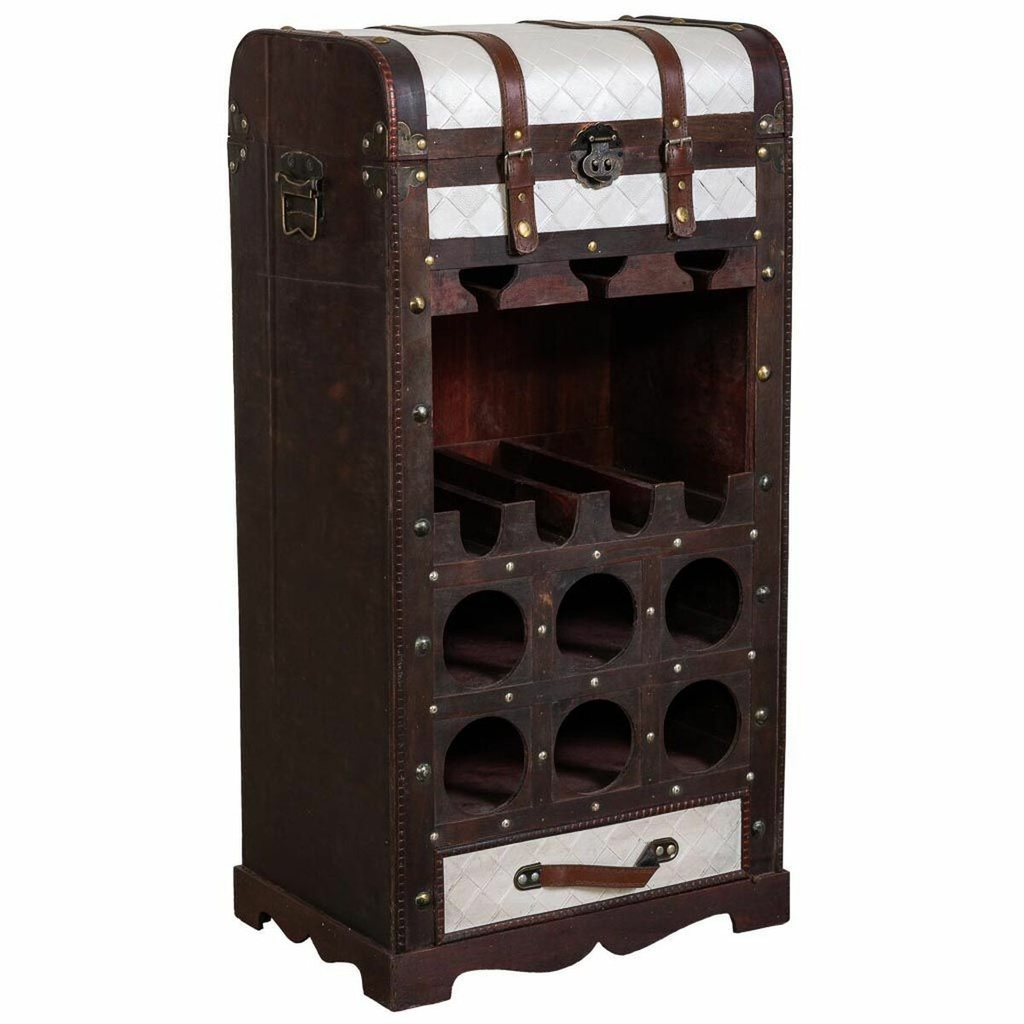 Bottle rack Alexandra House Living Brown PVC Wood Metal Cloth 30 x 85 x 44 cm Chest