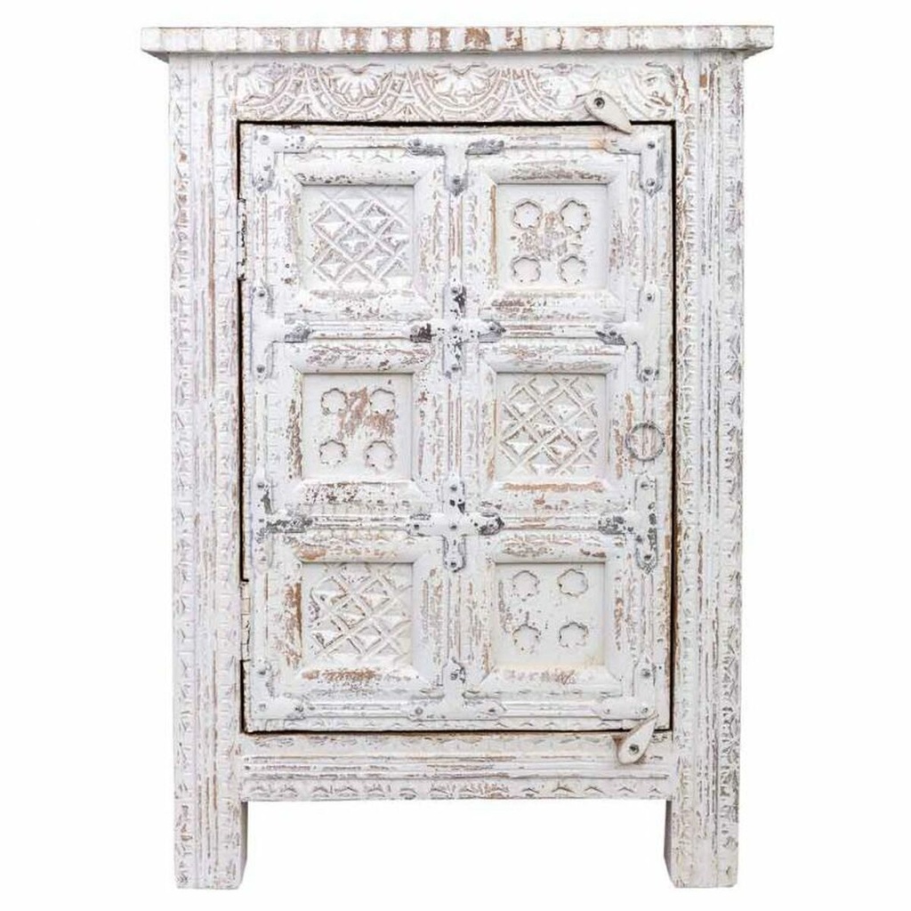 Mesita de Noche Alexandra House Living Blanco Marrón 40 x 53 x 73 cm