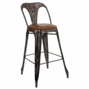 Taburete Alexandra House Living Marrón Negro Cuero Hierro 53 x 105 x 49 cm