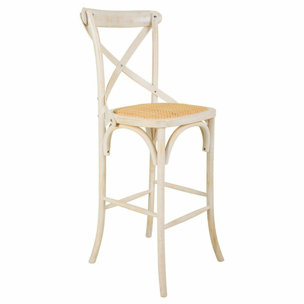 Taburete Alexandra House Living Blanco Ratán 53 x 116 x 45 cm