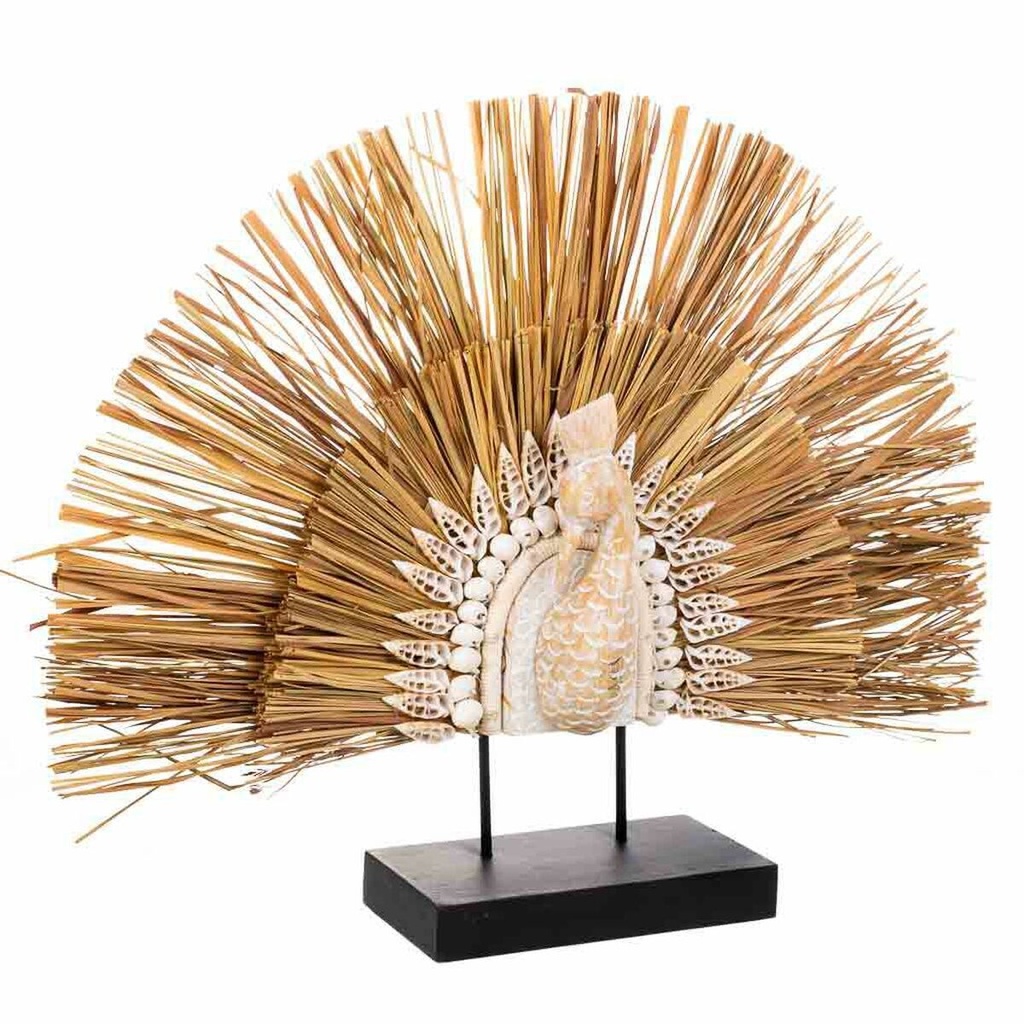 Figura Decorativa Alexandra House Living Negro Natural Pavo real 53 x 12 x 64 cm