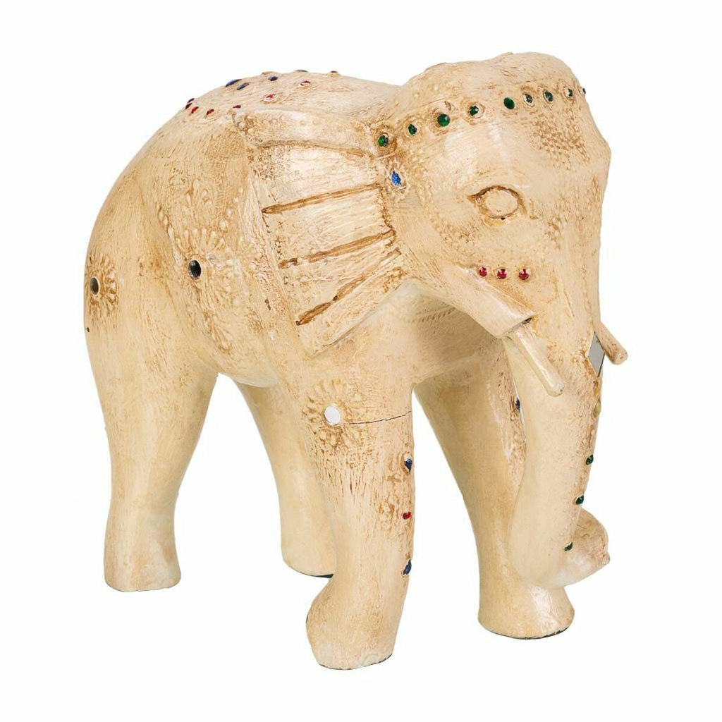 Figura Decorativa Alexandra House Living Blanco Elefante 11 x 24 x 24 cm